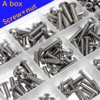 440 Pcs/set M3 M4 M5 304 Stainless Steel A2 Round Head Screws Mushroom Hexagon Socket Button Head Screw Kit Nails Screws  Fasteners