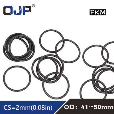 5PCS/lot Fluorine rubber Ring Black FKM O ring Seal OD41/42/43/44/45/46/47/48/50*2mm Rubber O-Ring Seal Oil Ring Fuel Gaskets Gas Stove Parts Accessor