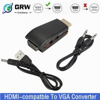 [LUNA electronic accessories] ตัวแปลงวิดีโอ HDMI Compatble เป็น VGA HD 1080P อะแดปเตอร์ชายกับหญิงพร้อมสายสัญญาณเสียง3.5มม. สำหรับแล็ปท็อปพีซีจอภาพทีวีโปรเจคเตอร์