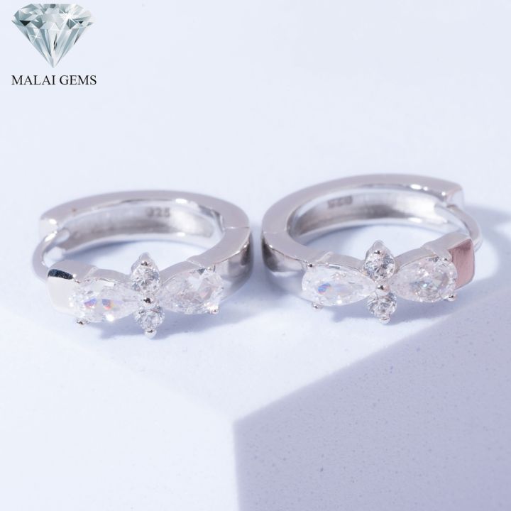 malai-gems-ต่างหูเพชร-เงินแท้-silver-925-เพชรสวิส-cz-เคลือบทองคำขาว-รุ่น-225-e13587-แถมกล่อง-ต่างหูcz-ต่างหูเงินแท้