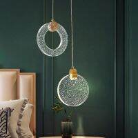 Minimalist light luxury master bedroom bedside chandelier net red background wall crystal Pendant light room small led lamp