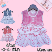 Cheron 22502-ชุดเดรสเด็กผู้หญิง Baju Bayi Perempuan เด็กแรกเกิด0-6เดือนใหม่ล่าสุดเคกีเนียกระป๋องสำหรับใส่เที่ยวพักผ่อนผ้าฝ้ายสีชมพูสีแดงกรมท่า