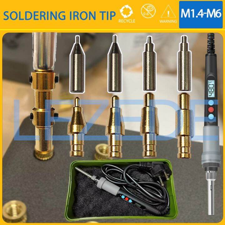 M1.4 M1.6 M2 M3 M4 M5 M6 Heat Set Insert Soldering Iron Tip Tool 3D