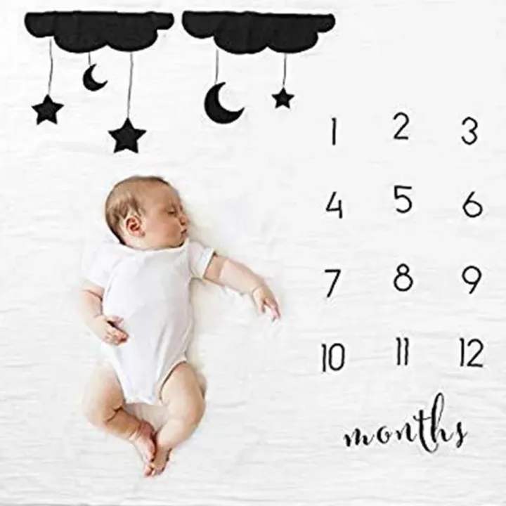 Cloud Print 12 Monthly Baby Milestone Blanket Photography Background Prop  DIY Infant Boy Girl Photo Accessories | Lazada PH