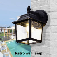 Retro E27 Wall Lamp Outdoor Waterproof Corridor Pathway Glass Lantern Light Sconce Courtyard Villa Garden Balcony Lighting