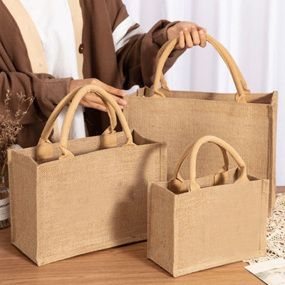 Multiple Sizes Shopper Bag Top Handle Shopping Tote Summer Beach Handbag Womens Shopper Purse Vintage Linen Tote Bag