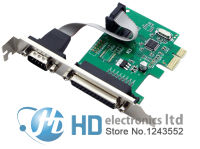 RS-232พอร์ตอนุกรม COM และ DB25เครื่องพิมพ์พอร์ตขนาน LPT เพื่อ PCI-E PCI Express การ์ดอะแดปเตอร์แปลงชิป WCH382