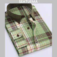 SEATUEMA ชายเสื้อลายสก๊อตสดแฟชั่นหลวม ๆ ท็อปส์ซูบางพอดีขนาดบวกลวกเสื้อฟรี