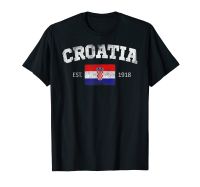 2023 newVintage CROATIA Independence Day Flag Est 1918 Souvenir T-Shirt Gift Hip Hop MEN WOMEN UNISEX T Shirts Size XS-5XL