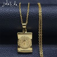 【CW】№❅  Benedict Medal Pendant Necklace Gold Color Necklaces Beads Jewelry San Benito Medalla NAA41-4