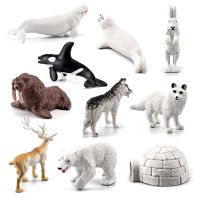 10Pcs Mini Simulation Polar Bear Beluga Bunny Seals Polars Bear Reindeer Arctic Animal Set Kid Cognitive Education Toys