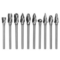 10PCS / Set Carbide Rotary File Burr สําหรับบดไม้อลูมิเนียมเครื่องตัดมิลลิ่ง 3mm Shank 6mm ฟันหยาบทังสเตน