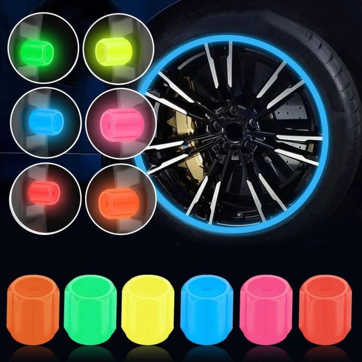 4PCS Luminous Car Valve Caps Tyre Valve Stem Universal Rubber Air Dust Rim  Cover Glow In Dark Accessories Lazada PH