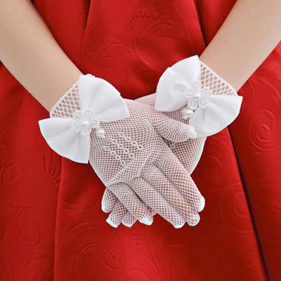 Net Bow Tie Dress Girl Child White Gloves Wedding Dress White Gloves Boy Princess Flower Gloves H6B6