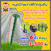 หมุดปักพลาสติกคลุมดิน สีเขียว ขนาด 6 นิ้ว มีให้เลือก จำนวน 1-500 ชิ้น ตะปูพลาสติกปักดิน ตัวยึดผ้าคลุมวัชพืช ลิ่มปักคลุมดิน หมุดปักดิน