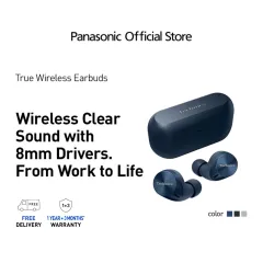 Panasonic ErgoFit True Wireless Earbuds, Bluetooth 5.3 in Ear Headphones with XBS Powerful Bass, Charging Case RZ-B110W