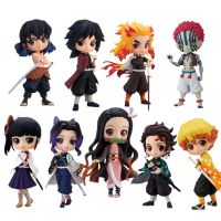 15cm Anime Demon Slayer Figure Nezuko Tanjirou Zenitsu Inosuke Kyoujurou Giyuu Kawaii Qposket Figural PVC Model Toy Collect Gift