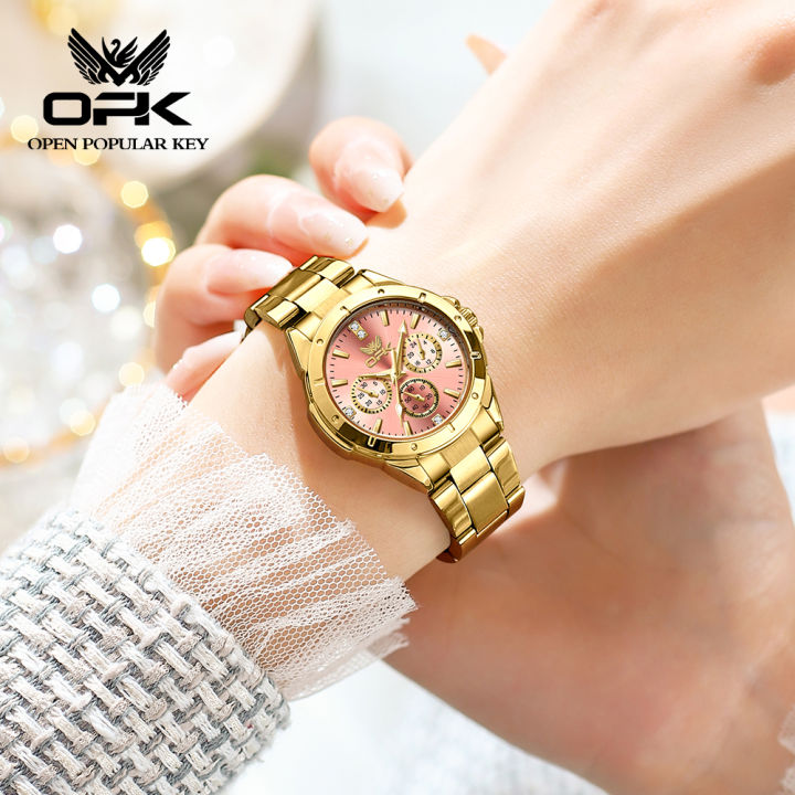 นาฬิกา-opk-สำหรับผู้หญิงนาฬิกาเรืองแสงปฏิทินเพชรอเนกประสงค์นาฬิกาควอตซ์กันน้ำ