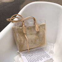 Large Capacity Womens Shoulder Handbag 2021 Summer New PVC Transparent Plastic Beach Casual Shoulder Bag Simple Straw Bag