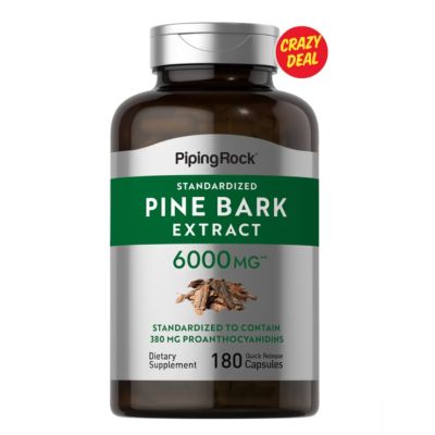Piping Rock Ultra Pine Bark Extract 6000 mg 180 Quick Release Capsules