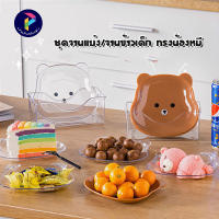 poposhop จานข้าวเด็ก จานแบ่งอาหาร ลายการ์ตูน จานพลาสติก จานมินิมอล จานพลาสติก