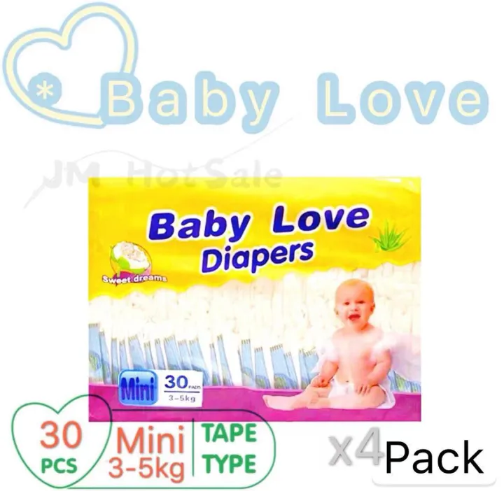 (4pack) Baby Love Diapers Mini 35kg (30pads/pack) Lazada PH