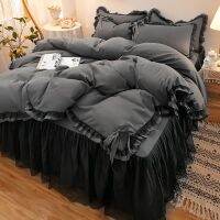 Bed skirt covered 4 times more han edition grinding MAO antiskid bedspread lace falbala three-piece princess wind bedding