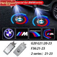 Hardingsun 2ชิ้นสำหรับ BMW 3ชุด G20 G21 F30 20-23แสงต้อนรับ LED การติดตั้งโคมไฟโปรเจคเตอร์โลโก้ครบรอบ50th ปีโลโก้ติดตามใช้ได้กับทั้ง3ชุด20-23