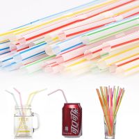 100 1500pcs Bendable Elbow Plastic Drinking Straws Striped Disposable Straws Flexible Multi Color Rainbow Party Bar Accessories