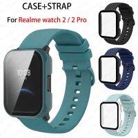 ﹍¤ Sports silicone Strap with Glass Protector Case for Realme watch 2 / 2 Pro / 3 / 3 Pro Smart Watch