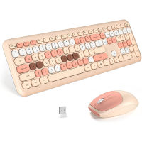 Wireless Keyboard Mouse Combo 2.4G คอมแพคคีย์บอร์ดและเมาส์คอมโบออกแบบตามหลักสรีรศาสตร์และพกพาสำหรับคอมพิวเตอร์,Windows,เดสก์ท็อป