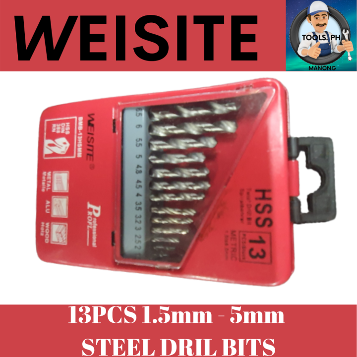 Business01 Weisite 13Pcs Drill Bit Steel 1.5Mm-6.5Mm Professional Tool ...