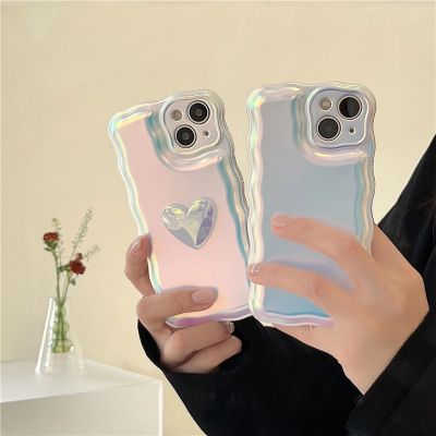 [COD] ins high-end wavy edge laser heart 13Promax/12Pro mobile phone case suitable for iPhone11 soft X