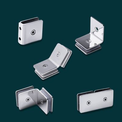 Chrome Stainless Steel 304  Glass Fixed Clip Bathroom Glass Support 0 90 135 180 Degree Partition Shower Room Link Clip Clamps