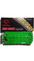 โซ่JOMTHAIพระอาทิตย์ X-Ring 520ASMX(GREEN) 120DL สีเขียวโรเลอร์ทอง Jomthai Asahi Made In Thailand แท้100%