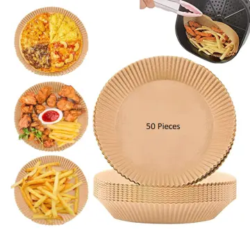 50-Pack Brown Air Fryer Liners: Non-Stick Parchment Paper Sheets