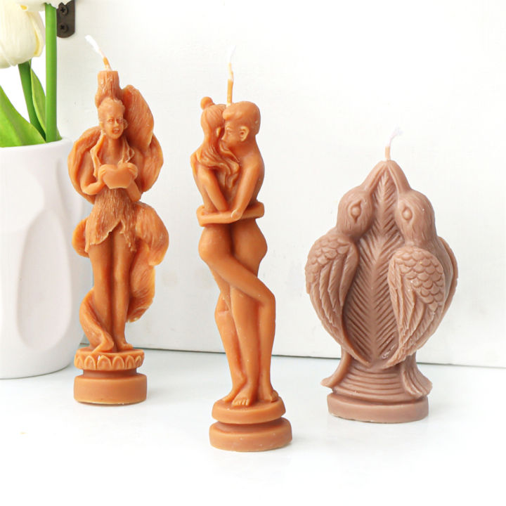 3d-silicone-candle-mold-3d-silicone-candle-mold-naked-human-body-myth-style-nine-tailed-fox-human-edge-bird-statue-shape-womens-body-mens-body-silicone-candle-mold-set-mythical-creature