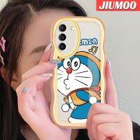 JIUMOO เคสปลอกสำหรับ Samsung S22บวก S22พิเศษ5G ลายการ์ตูนโดราเอมอนสีสันสดใสแฟชั่นลายคลื่นเคสโทรศัพท์แบบใสเคสนิ่มโปร่งใสป้องกันเลนส์กล้องซิลิโคนกันกระแทก