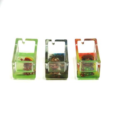 [COD] Glass ashtray luminous square foreign trade export