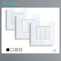 BSEED  Mechanical Light Switch Wall Power Switch On Off Switch Button Lamp Switch 1/2/3Gang 2Way With Glass Frame Home Switch