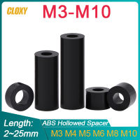 10/20/50 pcs M3 M4 M5 M6 M8 M10 สีดำ ABS Non-Threaded Hollowed Nylon Spacer รอบกลวง Standoff เครื่องซักผ้าบอร์ด PCB สกรู