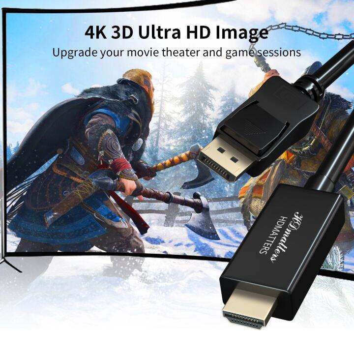 ช่องแสดงผลไปยัง-hdmi-เข้ากันได้4k-สาย-dp-to-hdmi-อะแดปเตอร์4k-สายแปลงสัญญาณ1080p-สำหรับ-hp-dell-เลอโนโวเอซุส-pc-จอแลปท็อปคอมพิวเตอร์