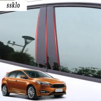 (Ssklo) 6ชิ้นสำหรับ Ford Focus 2018-2020 Pvc แต่งรถรถเสาหน้าต่างสติกเกอร์ตกแต่งกลาง Bc สติกเกอร์เสาร์ภายนอกรถอุปกรณ์เสริม