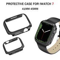 Carbon Fiber Pattern Watchcase for Apple Watch Series 7 41mm 45mm PC Case Screen Protector Cover for IWatch 7 Protective Shell