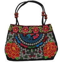 Chinese Style Ladies Handbag Embroidery Ethnic Summer Fashion Handmade Flowers Ladies Handbag Shoulder Bag Messenger Bag