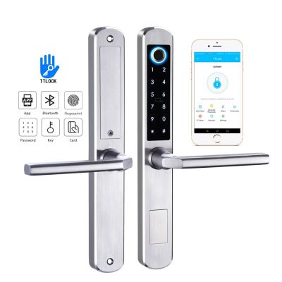 Freecan ล็อคประตูแบบใช้ลายนิ้วมือไบโอเมตริกซ์,ประตูล็อคอัจฉริยะอิเล็กทรอนิกส์,Gembok KATA Sandi บัตร RFID สำหรับประตูกระจกอลูมิเนียม