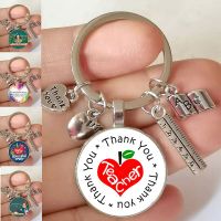 2022 New Teacher Keychain Thank You Teacher Text Keychain Pendant Glass Crystal Pendant Key Ring Car Keychain For Teacher Teache Key Chains