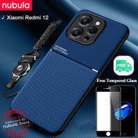 NUBULA เคสโทรศัพท์ Xiaomi Redmi 12ชิ้น,ฟรีกระจกเทมเปอร์ฟรีหนังเนียนให้ความรู้สึกฝาหลังโทรศัพท์มือถือ Redmi12 Hp ที่ยึดแบบดูดกันกระแทกขาตั้งสายคล้องมือชุดทำความสะอาดหน้าจอหลังที่ครอบสำหรับ Xiaomi Xiaomi Redmi 12ชิ้น