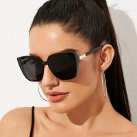 ☾ Designer Cat Eye Sunglasses Woman Vintage Black Mirror Sun Glasses For Fashion Big Frame Cool Sexy Female Oculos