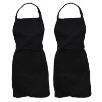 5X Plain Apron with Front Pocket Kitchen Cooking Craft Baking Black